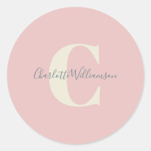 Moderne stilvolle Kalligrafie monogrammierter Name Runder Aufkleber