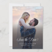 Moderne stilvolle Kalligrafie-Script-Foto-Hochzeit Save The Date (Vorderseite)
