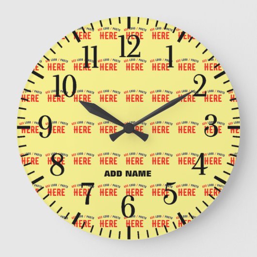 MODERNE, STILVOLLE KUNSTSTOFFMARKE PASTEL YELLOW GROßE WANDUHR (Vorderseite)