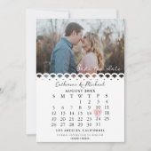 Moderne, stilvolle Lace Simple Foto Date Calendar Save The Date (Vorderseite)