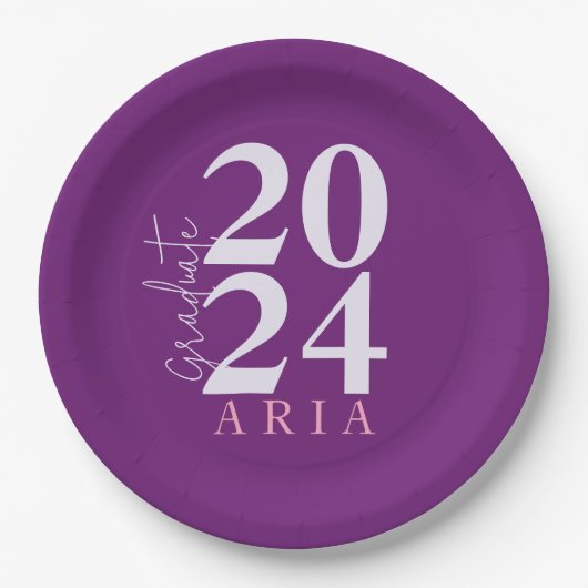 Moderne, stilvolle Lavender Lila Graduation Party Pappteller (Vorderseite)