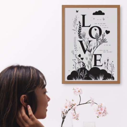 Moderne, stilvolle Liebe für Monochrome Zitate Kun Poster