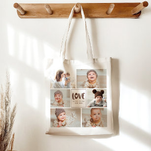 Moderne, stilvolle Liebe mit Foto Collage Tragetasche