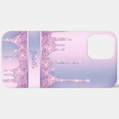 Moderne stilvolle lila Glitzer Tropfen maßgeschnei Case-Mate iPhone Hülle (Hinten (horizontal))