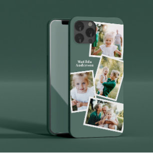 Moderne stilvolle Mehrbild-Familie Salbeigrün chic iPhone 14 Hülle