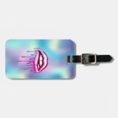 Moderne, stilvolle Metallic Dripping Lips holograp Gepäckanhänger (Vorderseite horizontal)