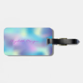 Moderne, stilvolle Metallic Dripping Lips holograp Gepäckanhänger (Rückseite horizontal)