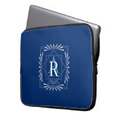 Moderne, stilvolle Mongram Navy Laptopschutzhülle (Vorderseite Links)