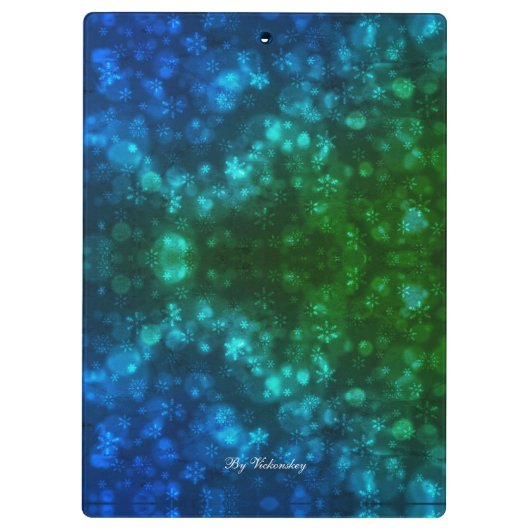 Moderne, stilvolle Mongram Winterschneeflocken Klemmbrett (Rückseite)