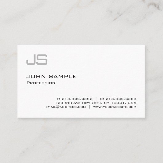 Moderne, stilvolle Monogram Beruflich Sleek Schlic Visitenkarte (Vorderseite)