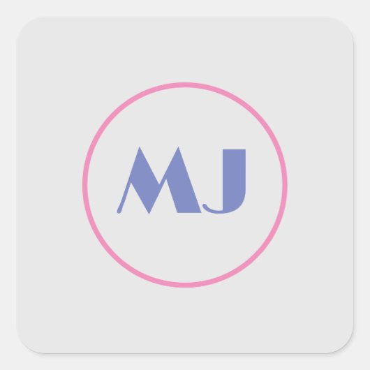 Moderne, stilvolle Monogram Blue Initial Letters G Quadratischer Aufkleber (Vorderseite)