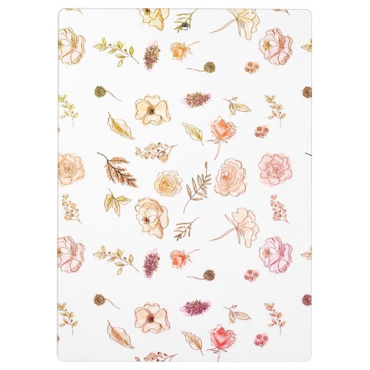 Moderne, stilvolle Monogram Girly Patterns 1974 Klemmbrett (Rückseite)