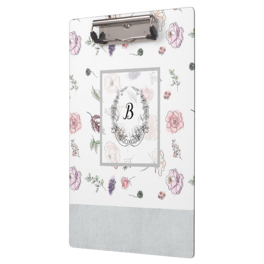 Moderne, stilvolle Monogram Girly Patterns #3 Klemmbrett (Links)