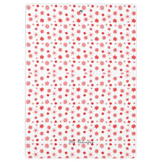 Moderne, stilvolle Monogram Girly Patterns Red Klemmbrett (Rückseite)