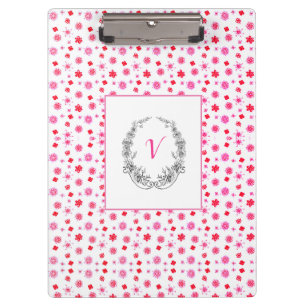 Moderne, stilvolle Monogram Girly Patterns Red Klemmbrett