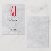 Moderne, stilvolle Monogram Gray Red Trendy Visitenkarte (Vorne/Hinten)