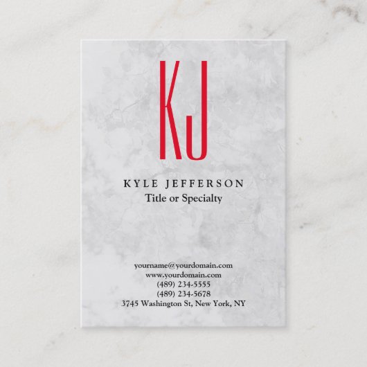 Moderne, stilvolle Monogram Gray Red Trendy Visitenkarte (Vorderseite)