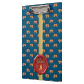 Moderne, stilvolle Monogram Muster Elefanten #5 Klemmbrett (Links)