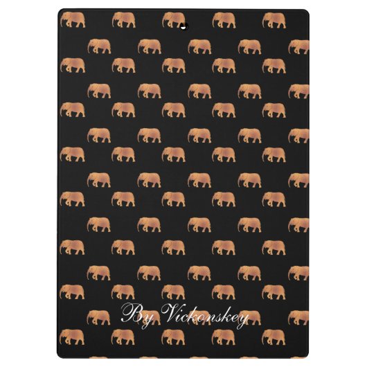 Moderne, stilvolle Monogram Muster Elephants Gold Klemmbrett (Rückseite)
