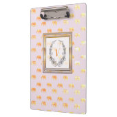 Moderne, stilvolle Monogram Muster Elephants Gold Klemmbrett (Links)