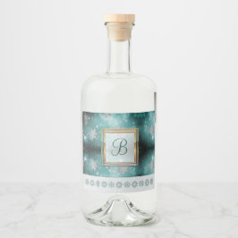 Moderne, stilvolle Monogram-Muster | SchneeParty 3 Alkoholflaschenetikett