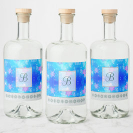 Moderne, stilvolle Monogram-Muster | SchneeParty # Alkoholflaschenetikett