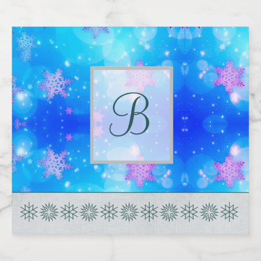 Moderne, stilvolle Monogram-Muster | SchneeParty # Alkoholflaschenetikett (Einzelnes Label)