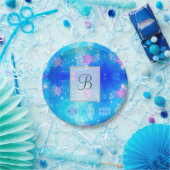 Moderne, stilvolle Monogram-Muster | SchneeParty # Pappteller (Party)