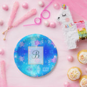 Moderne, stilvolle Monogram-Muster | SchneeParty # Pappteller (Party)