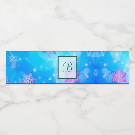 Moderne, stilvolle Monogram-Muster | SchneeParty # Wasserflaschenetikett (Einzelnes Label)