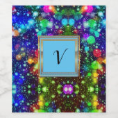 Moderne, stilvolle Monogram Muster Winter Party #2 Weinetikett (Einzelnes Label)