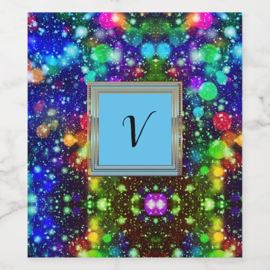 Moderne, stilvolle Monogram Muster Winter Party #2 Weinetikett (Einzelnes Label)