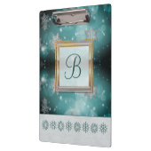 Moderne, stilvolle Monogram Muster Winterschneeflo Klemmbrett (Links)