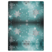 Moderne, stilvolle Monogram Muster Winterschneeflo Klemmbrett (Rückseite)