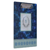 Moderne, stilvolle Monogram Muster Winterschneeflo Klemmbrett (Rechts)