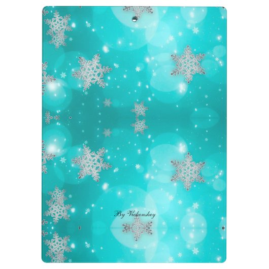 Moderne, stilvolle Monogram Muster Winterschneeflo Klemmbrett (Rückseite)