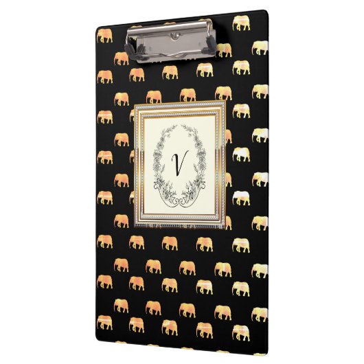Moderne, stilvolle Monogram Patterns Black Gold Klemmbrett (Links)