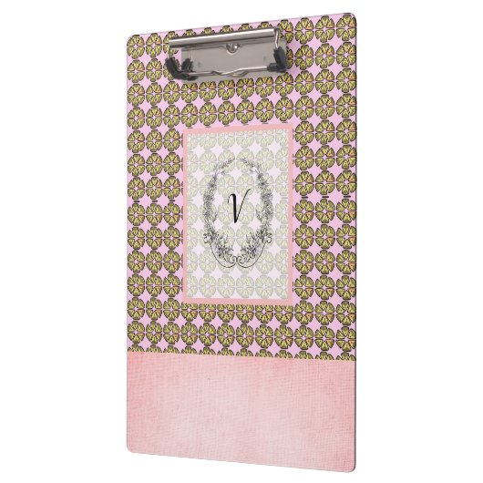 Moderne, stilvolle Monogram-Rustikale Muster Klemmbrett (Links)