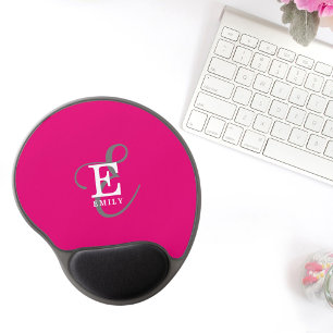 Moderne, stilvolle Monogram Typografie Hot Pink Gel Mousepad