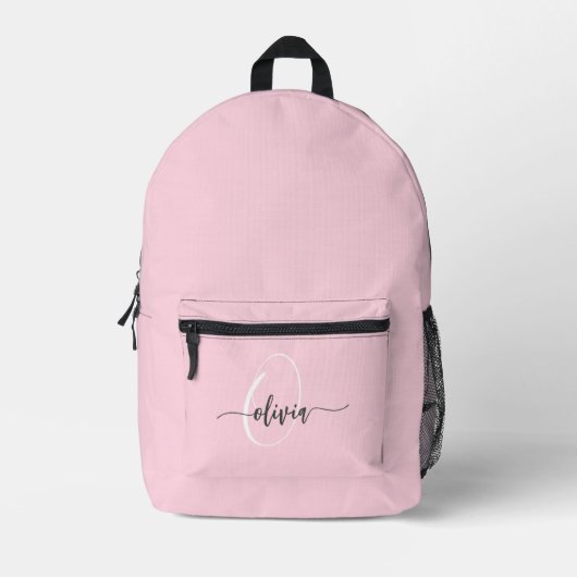 Moderne, stilvolle Monogram Typografie Pink Bedruckter Rucksack (Vorderseite)