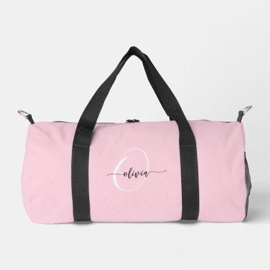 Moderne, stilvolle Monogram Typografie Pink Duffle Bag (Vorderseite)