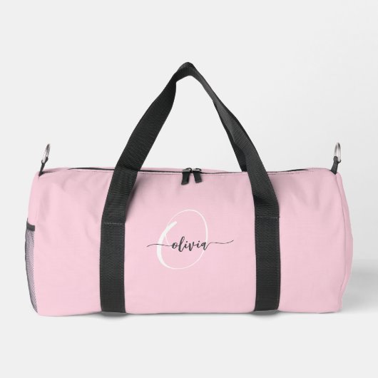 Moderne, stilvolle Monogram Typografie Pink Duffle Bag (Rückseite)