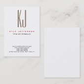 Moderne, stilvolle Monogram White Clean Trendy Visitenkarte (Vorne/Hinten)