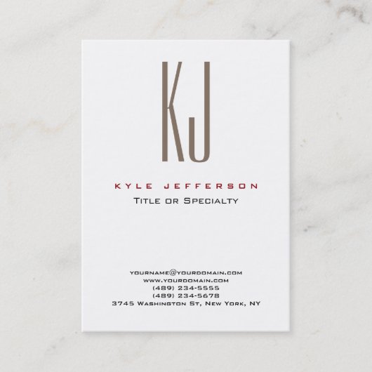 Moderne, stilvolle Monogram White Clean Trendy Visitenkarte (Vorderseite)