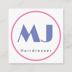 Moderne stilvolle Monogramm Blau Weiße Friseurin Begleitkarte
