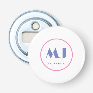 Moderne stilvolle Monogramm Blau Weiße Friseurin Flaschenöffner