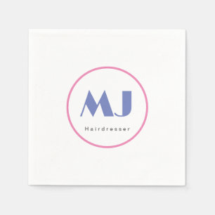 Moderne stilvolle Monogramm Blau Weiße Friseurin Serviette