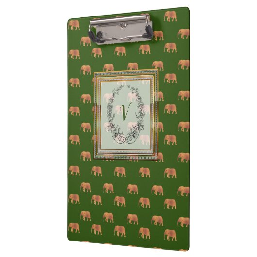 Moderne, stilvolle Monogramm-Muster Elefanten Klemmbrett (Links)