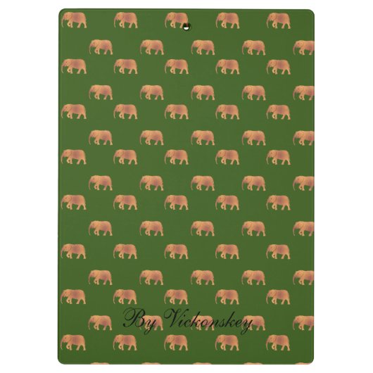 Moderne, stilvolle Monogramm-Muster Elefanten Klemmbrett (Rückseite)