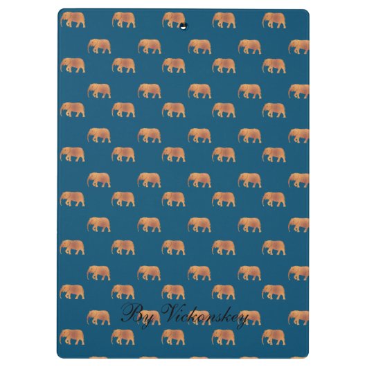 Moderne, stilvolle Monogramm-Muster Elefanten Klemmbrett (Rückseite)